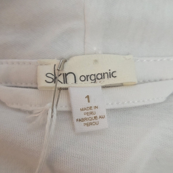 Skin Organic Pima Cotton White Belted Shawl Collar Robe Size 1 NWT Luxury Lounge - Picture 9 of 10